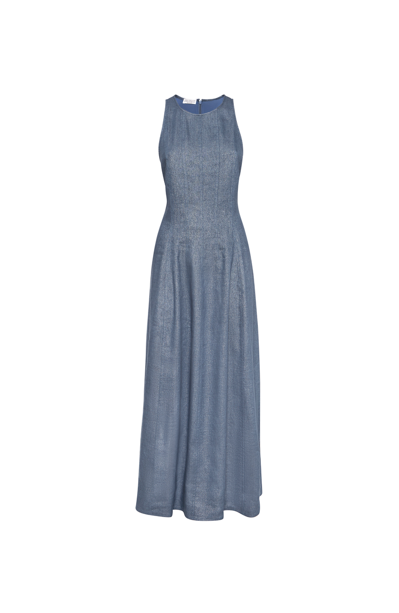 Brunello Cucinelli Linen and virgin wool twill dress, Main, color, Dark Denim