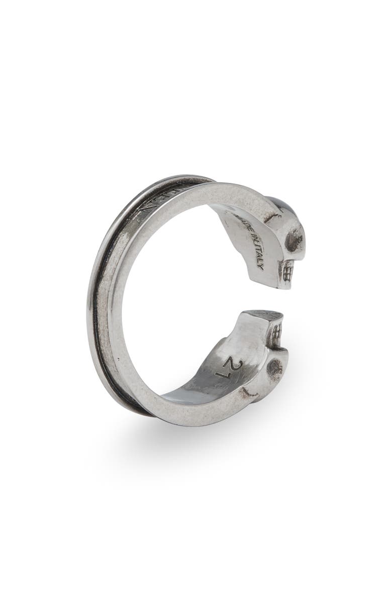 McQueen Alexander McQueen Men's Double Skull Ring, Alternate, color, Silver