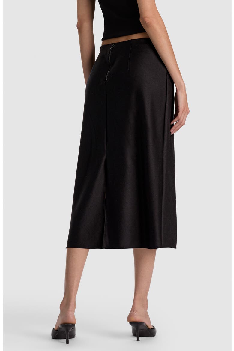 Maeve Back Slit Stretch Wool Midi Skirt, Alternate, color, BLACK