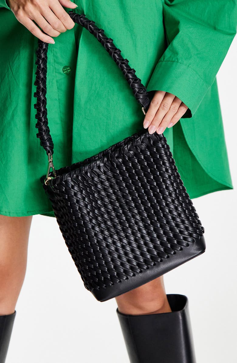 Topshop Sienna Weave Faux Leather Shoulder Bag, Alternate, color,