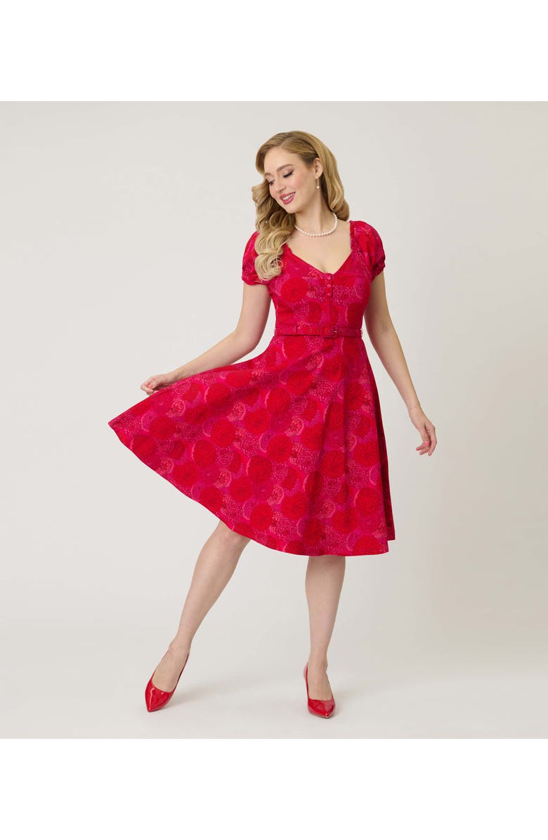 Unique Vintage Ohara Swing Dress, Main, color, Red & Pink Flower Print