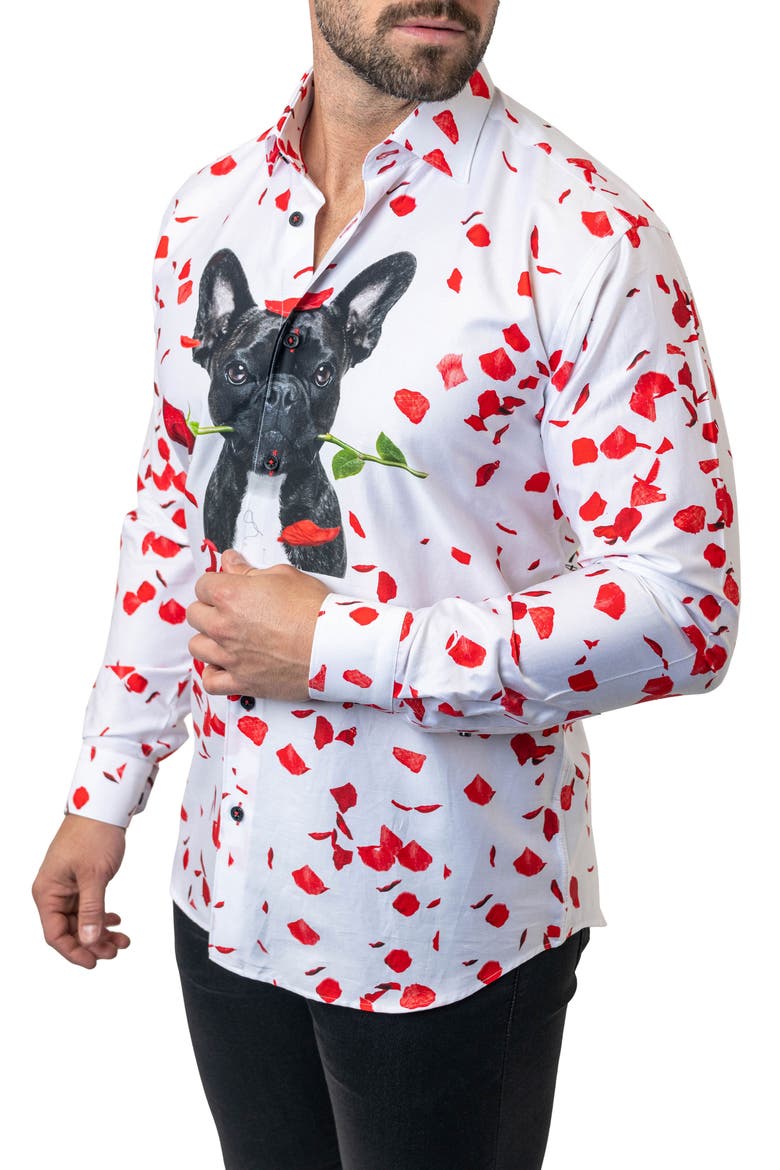 Fibonacci Guiltylove Cotton Button-Up Shirt, Alternate, color, WHITE
