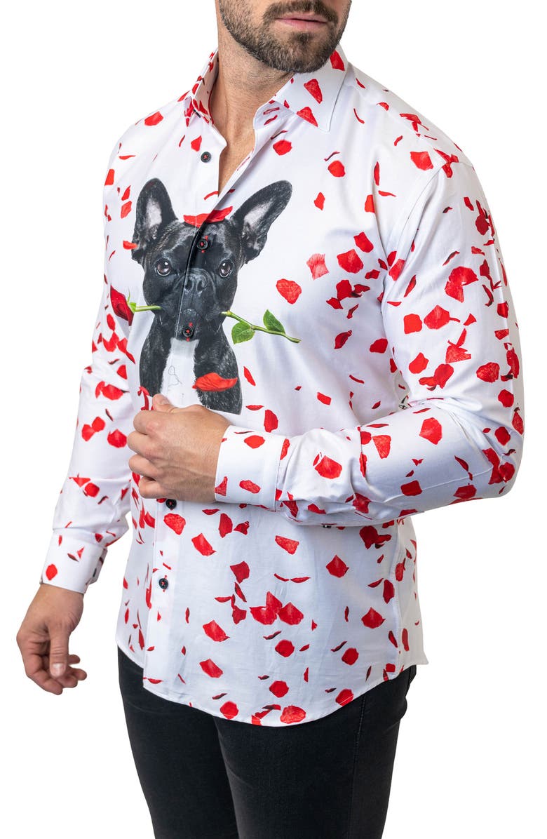 Maceoo Fibonacci Guiltylove Cotton Button-Up Shirt, Alternate, color, White