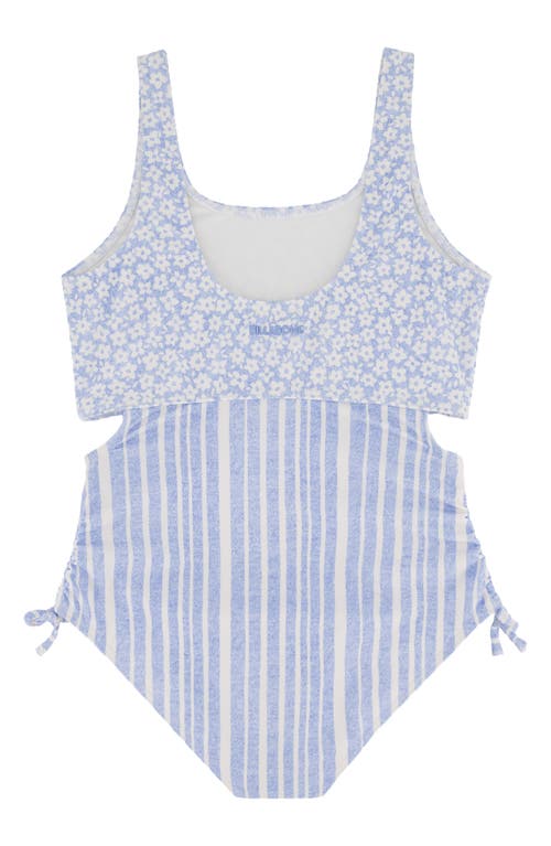 Shop Billabong Kids' Blue By The Sea One-piece Swimsuit In Light Chambray