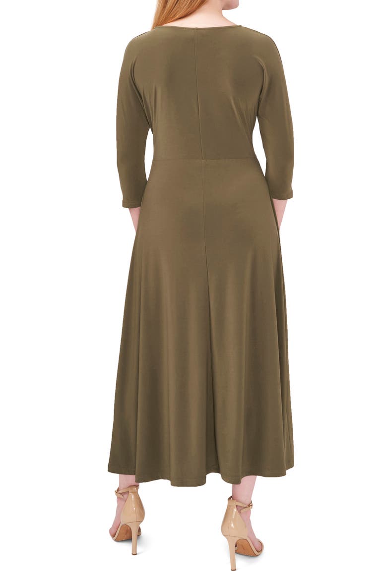 Tie Front Fit & Flare Midi Dress, Alternate, color, OLIVE 304