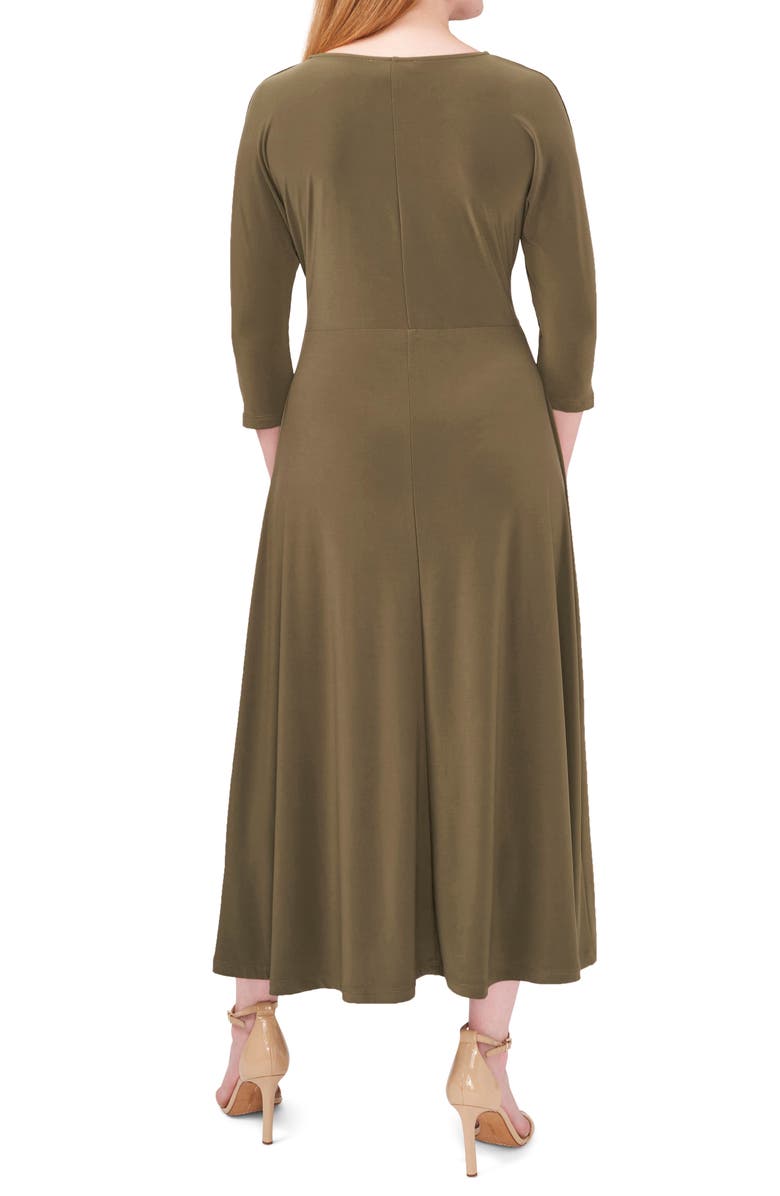 Chaus Tie Front Fit & Flare Midi Dress, Alternate, color, Olive 304