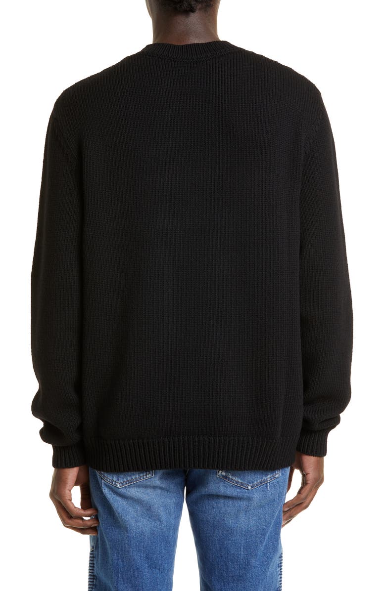 Balmain Logo Merino Wool Blend Sweater, Alternate, color, 