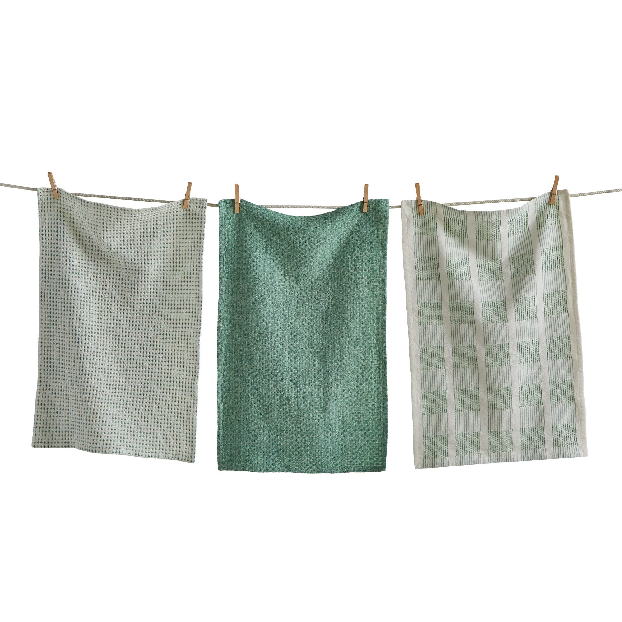 Sonoma Dishtowel S/3 Sage Sage Cotton Everyday, Main, color, Green