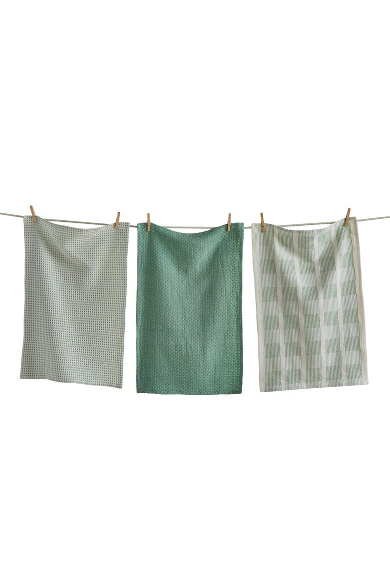 Sonoma Dishtowel S/3 Sage Sage Cotton Everyday, Main, color, Green
