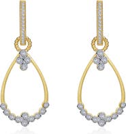 Lafonn Gold Plated Sterling Silver Open Pear Shape Simulated Diamond Dangle Earrings