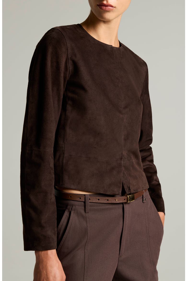 Crop Suede Jacket, Alternate, color, IRON