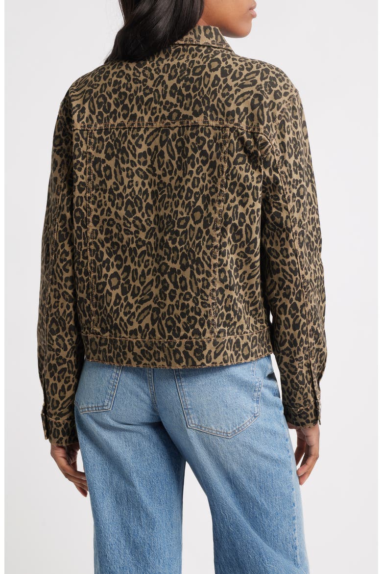 Leopard Print Denim Trucker Jacket, Alternate, color, LEOPARD