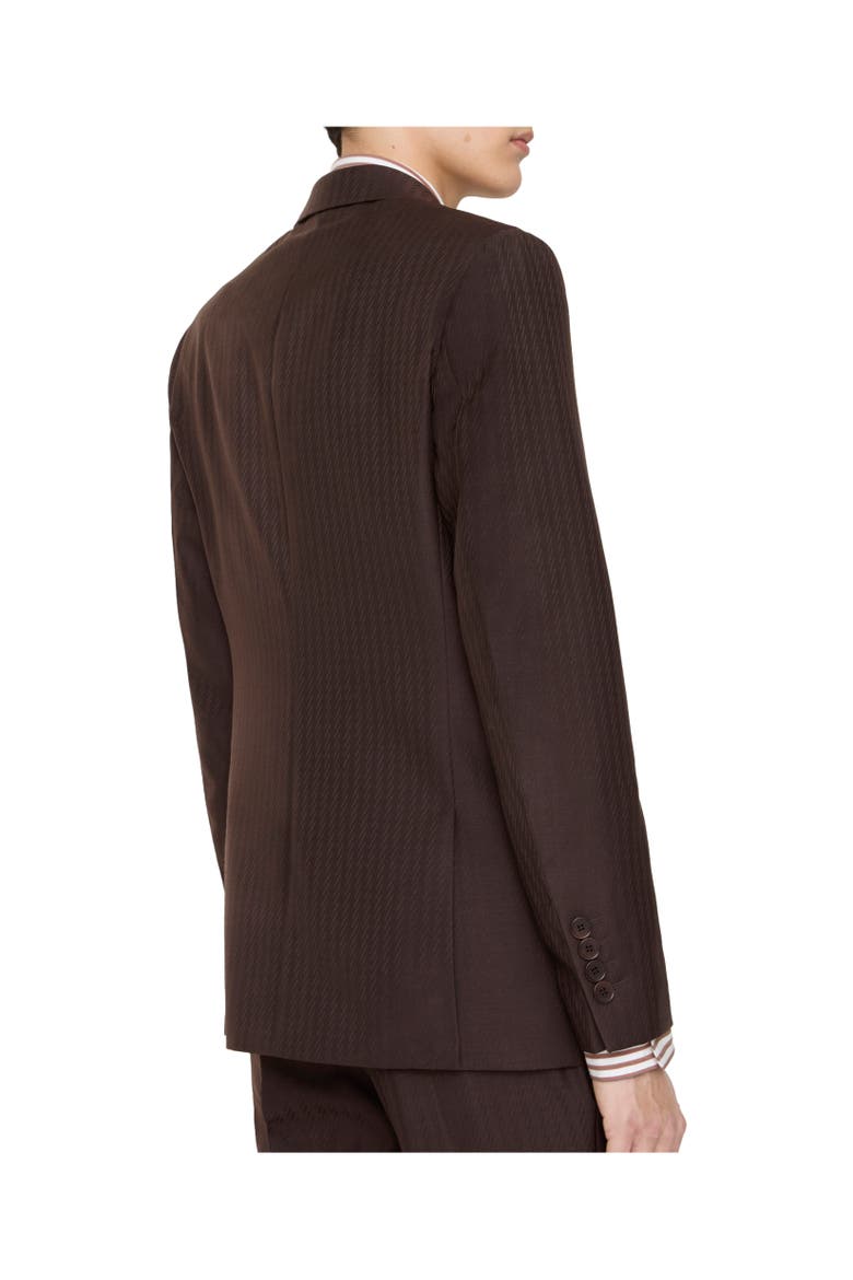 Striped Wool Mohair Tailored Jacket, Alternate, color, Log brown