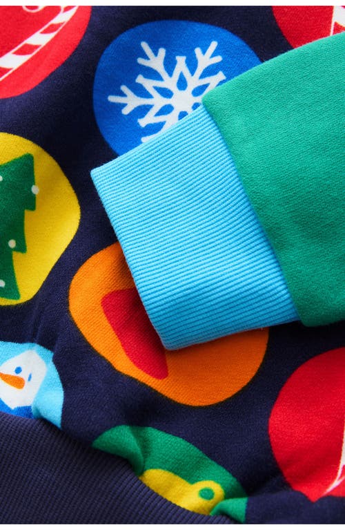 Shop Little Bird Kid's Christmas Print Cotton Sweatshirt In Blue