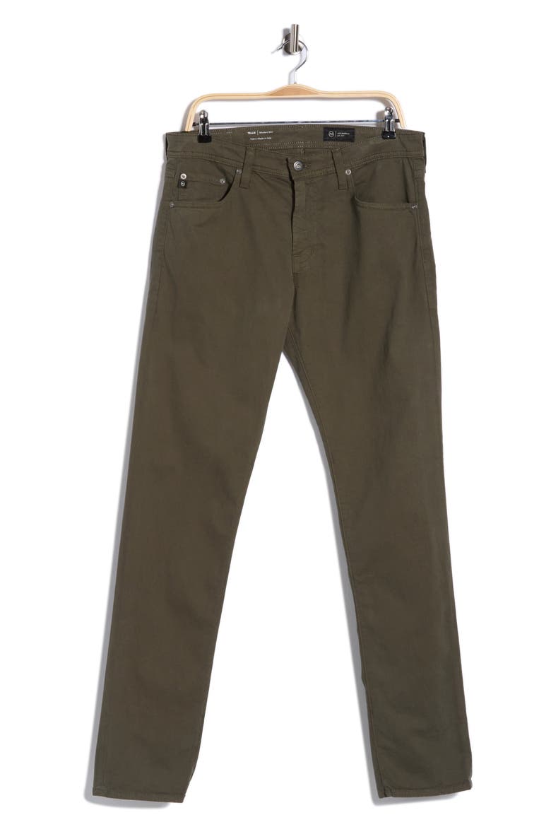 Tellis Stretch Sateen Modern Slim Pants, Alternate, color, FOREST MOSS