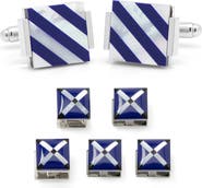 Cufflinks, Inc. Men's 7-Piece Square Mother-of-Pearl Shirt Studs & Cuff Links Set
