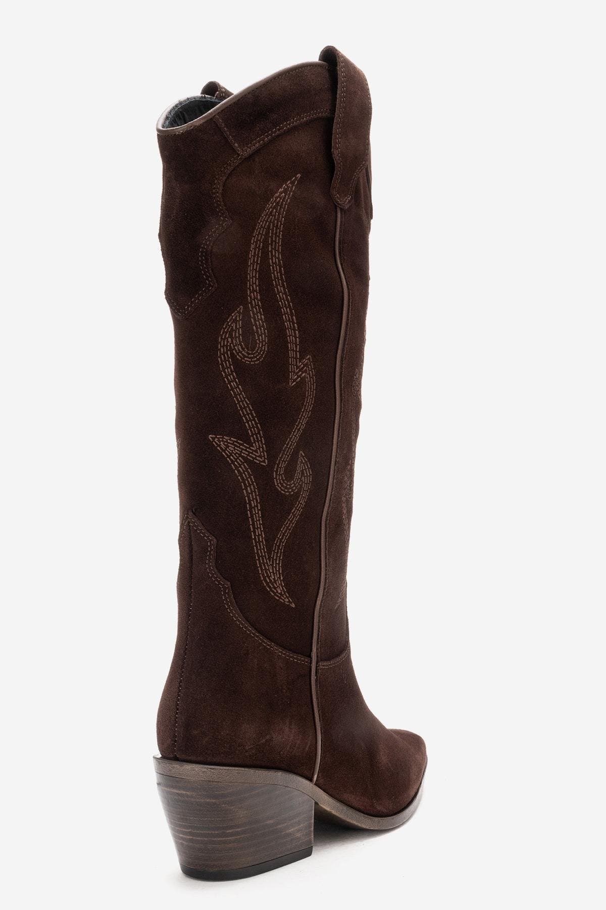 Pietro Leather Western Knee High Boot, Alternate, color, Brown Suede Leather