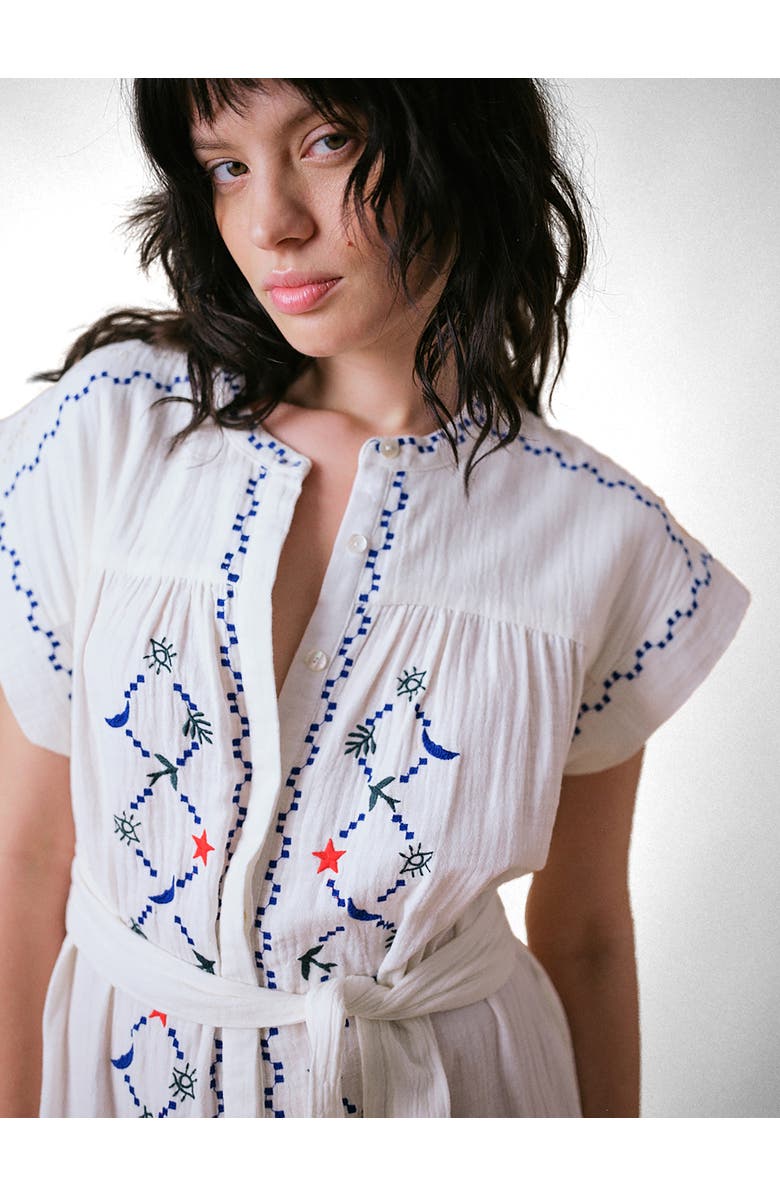 Cape Cove Coves Cap Sleeve Embroidered Dress, Alternate, color, Ivory