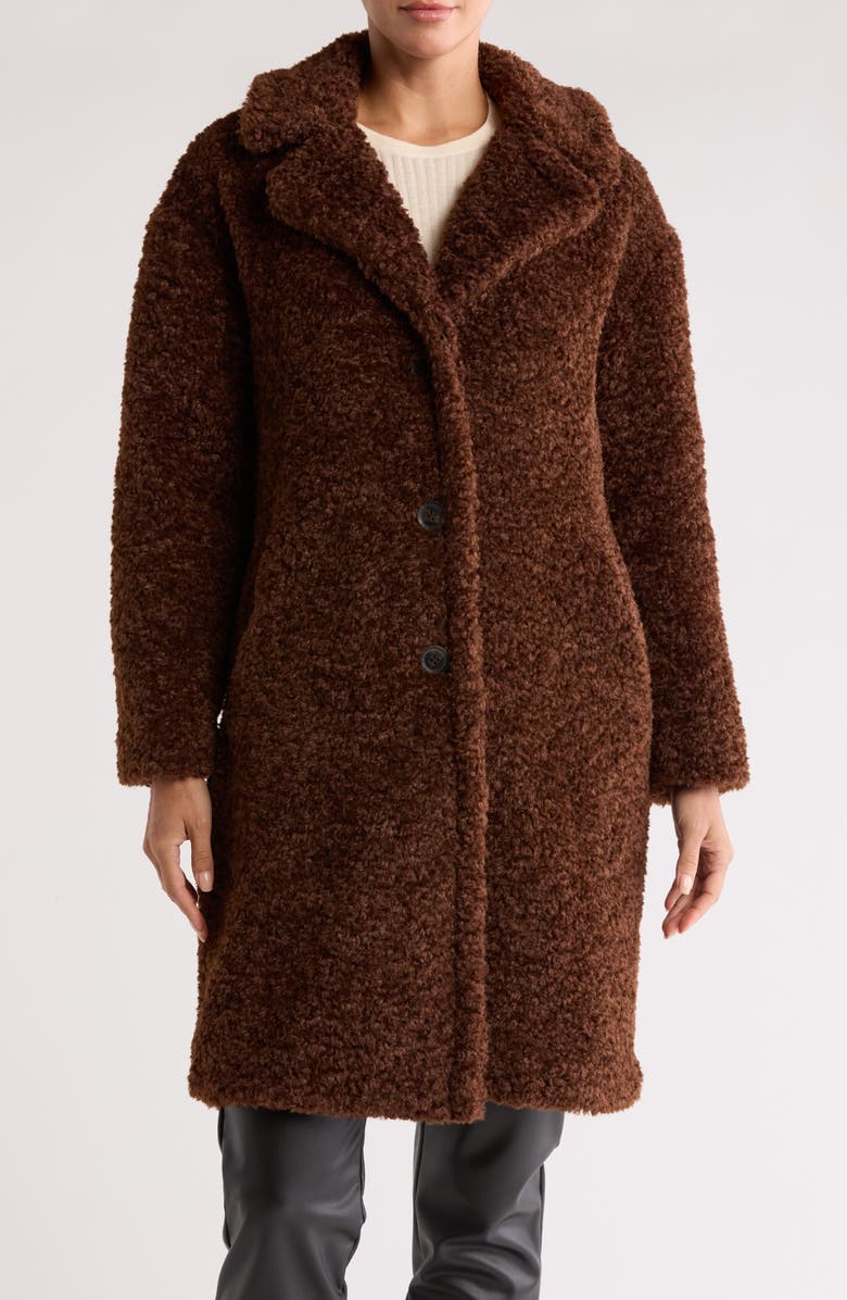BCBGeneration Faux Fur Curly Walker Coat, Main, color,