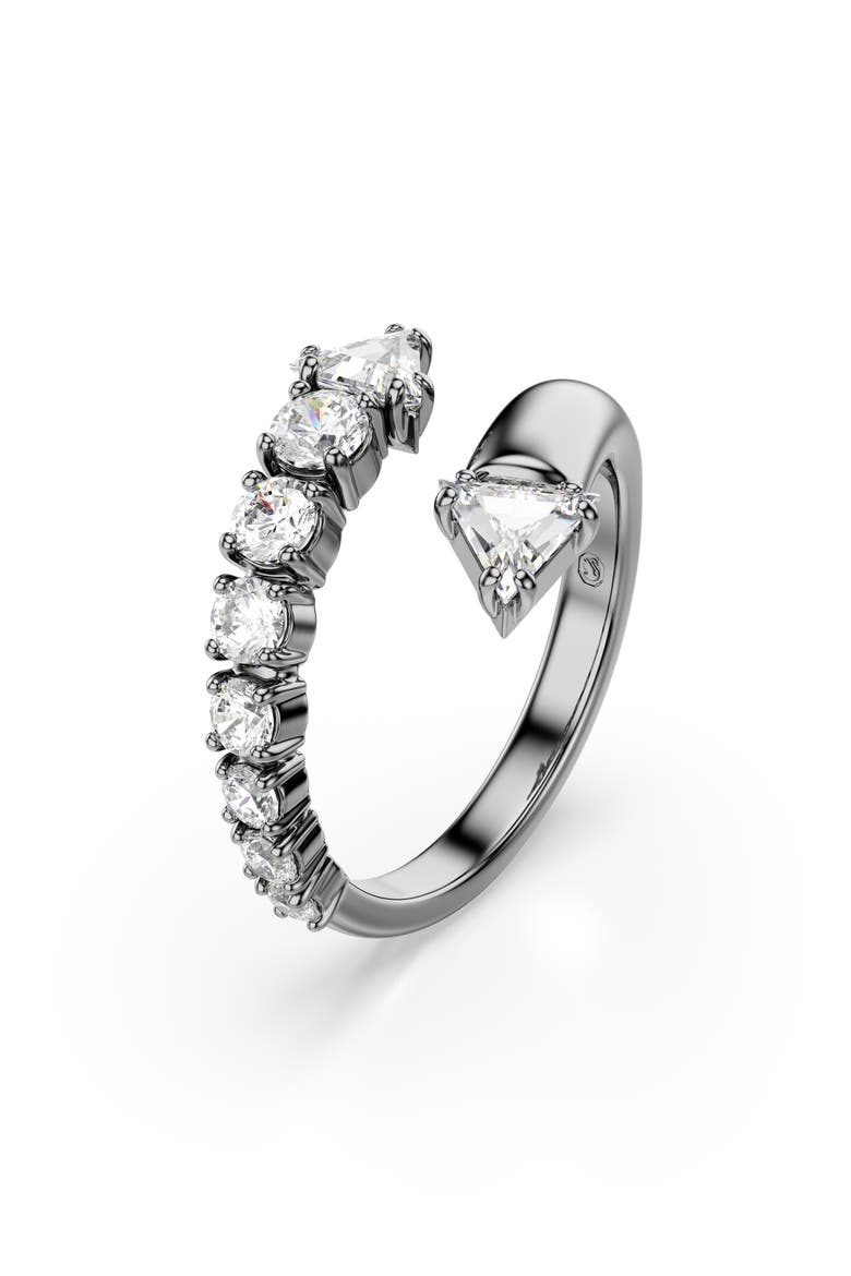 Sublima Crystal Bypass Ring, Alternate, color, BLACK/ SILVER