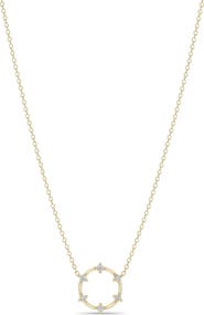 Zoë Chicco Prong Diamonds 14k Gold Diamond Circle Pendant Necklace