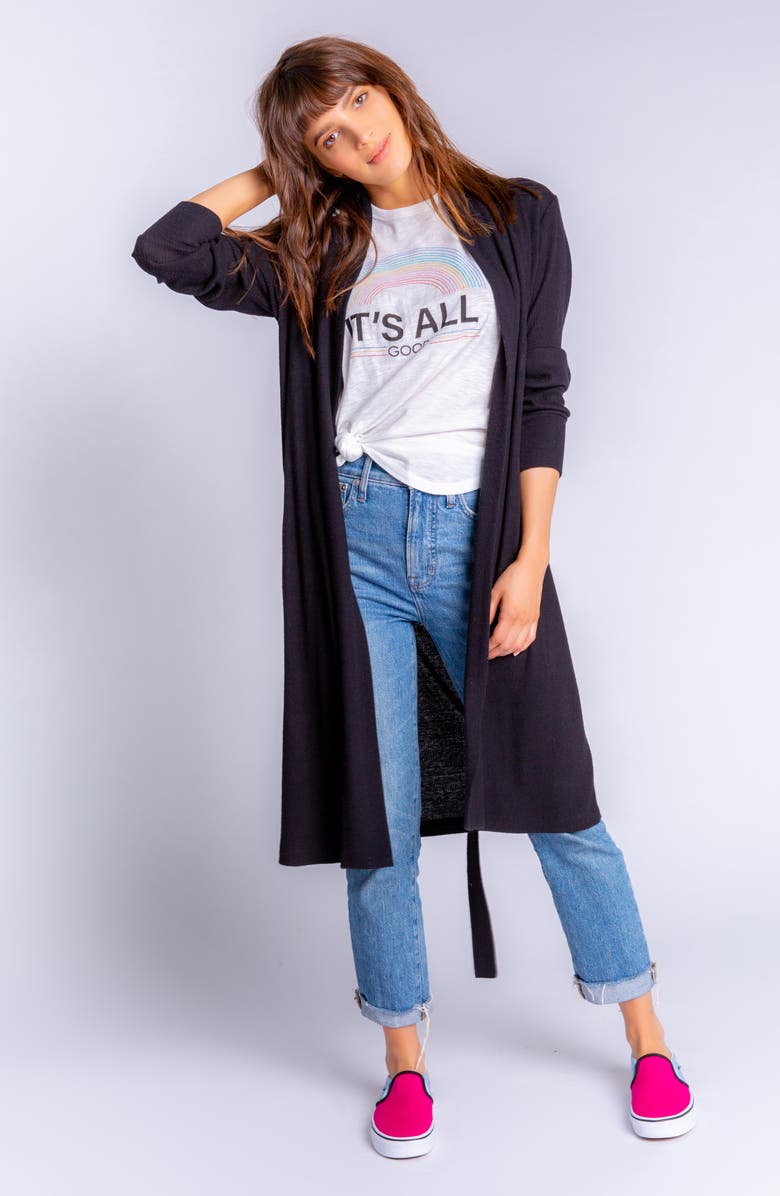 PJ Salvage Peachy Rib Knit Robe, Alternate, color, 