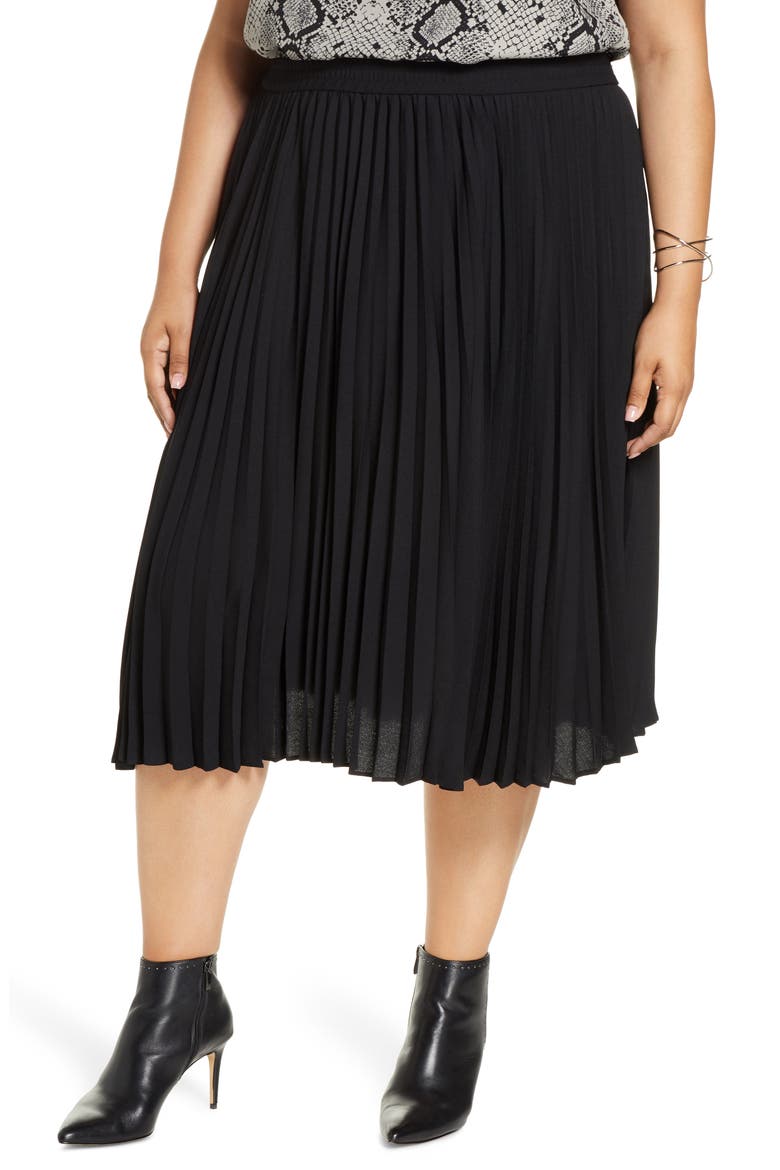 Pleated Skirt, Main, color, BLACK