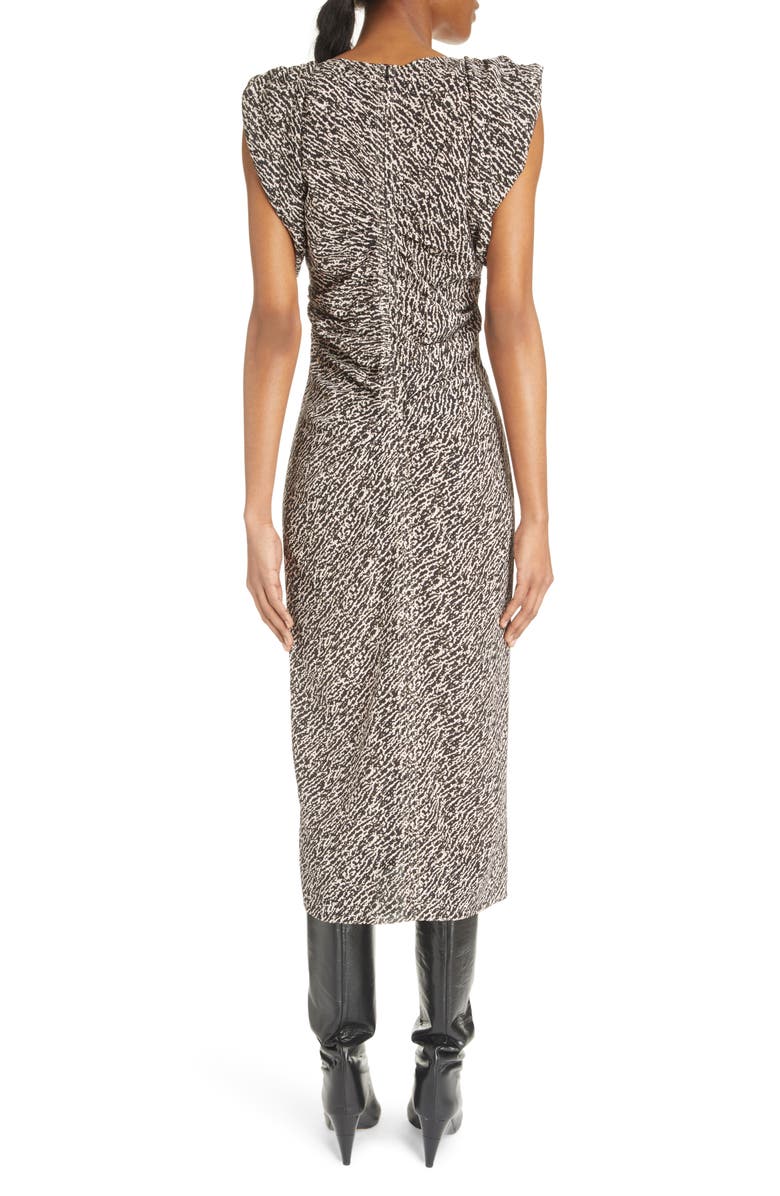 Isabel Marant Gilya Abstract Print Cap Sleeve Stretch Silk Dress, Alternate, color,