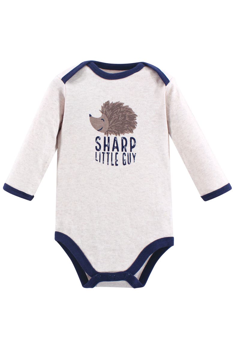 Organic Cotton Long-sleeve Bodysuits, Alternate, color, Hedgehog