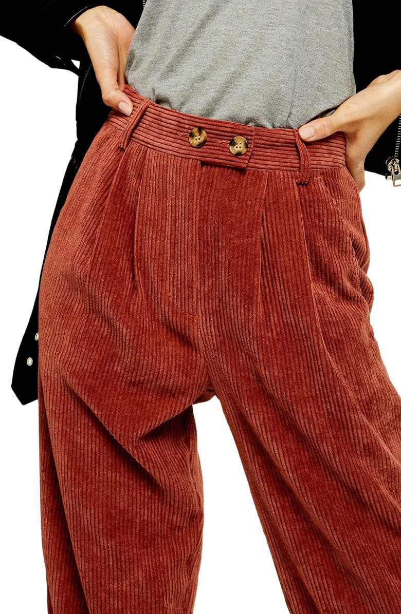 Topshop Straight Leg Cord Trousers, Alternate, color, 