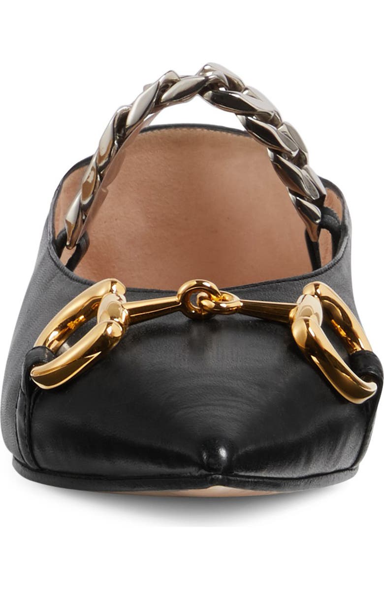 Gucci Deva Horsebit & Chain Convertible Pointed Toe Ballet Flat, Alternate, color,