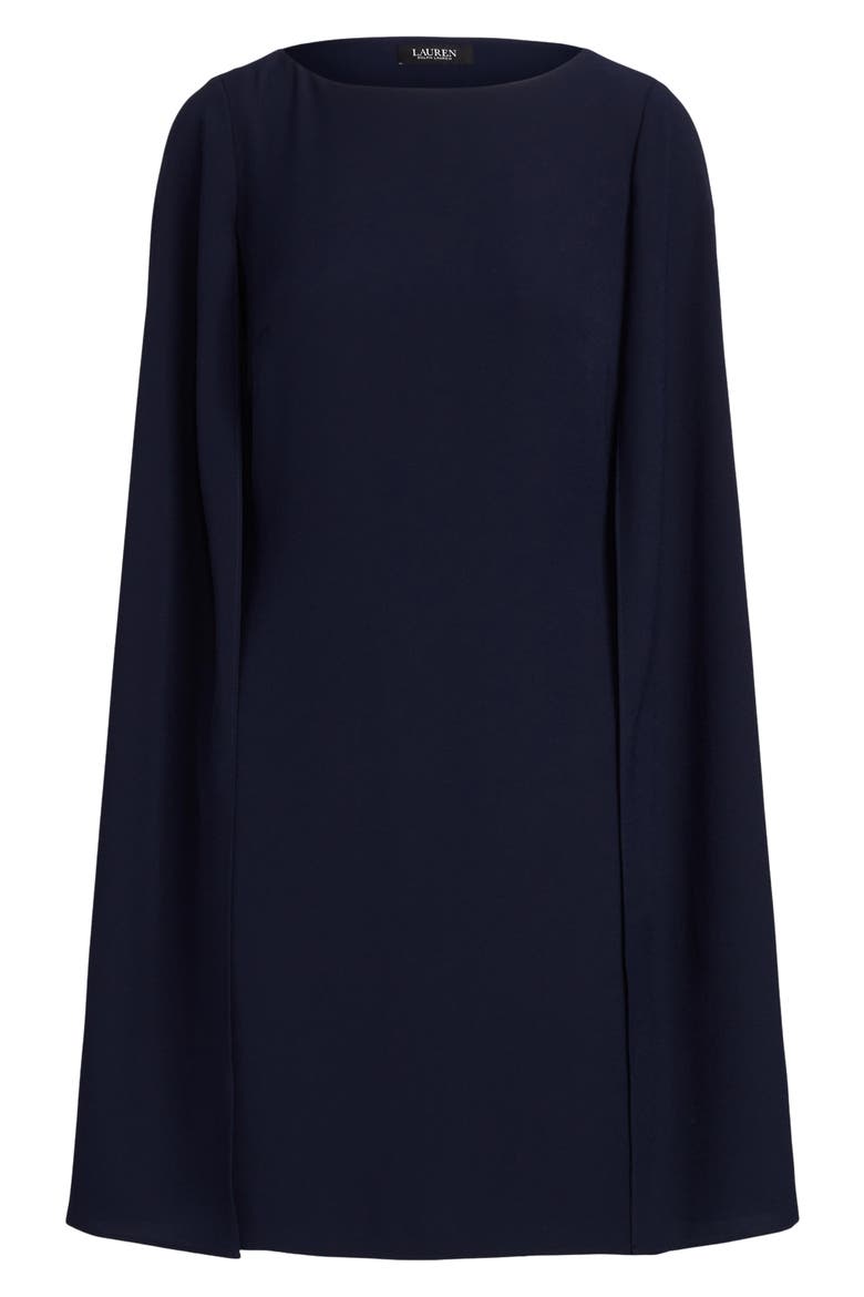 Cape Detail Georgette Cocktail Minidress, Alternate, color, LIGHTHOUSE NAVY BLUE