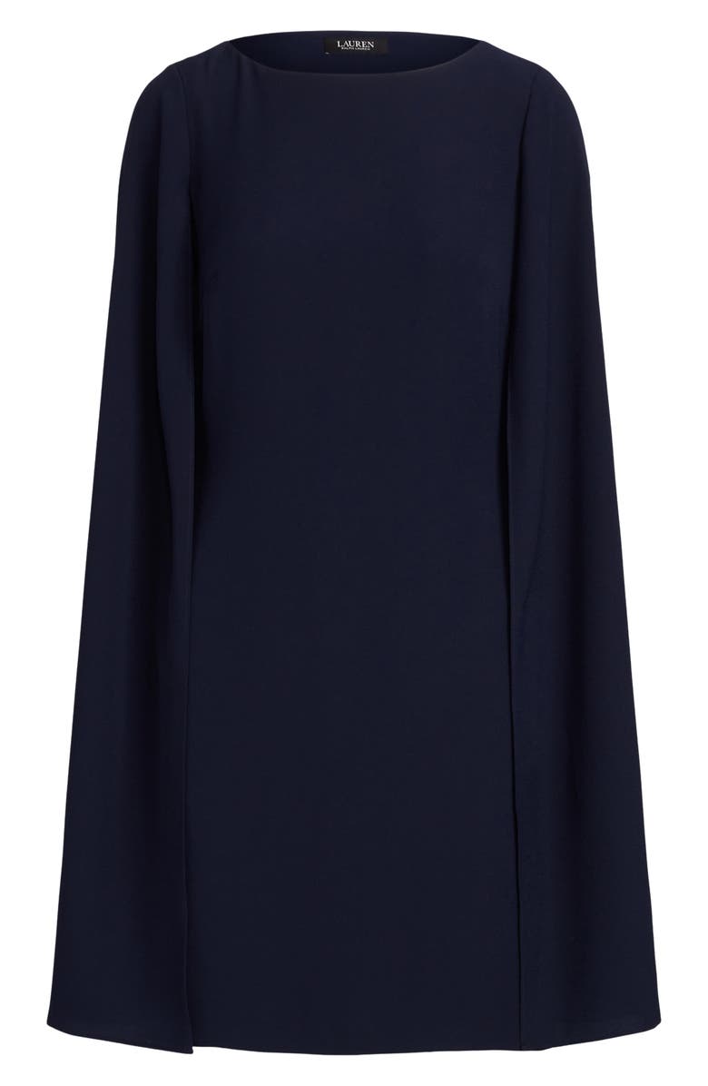 Lauren Ralph Lauren Cape Detail Georgette Cocktail Minidress, Alternate, color, Lighthouse Navy Blue