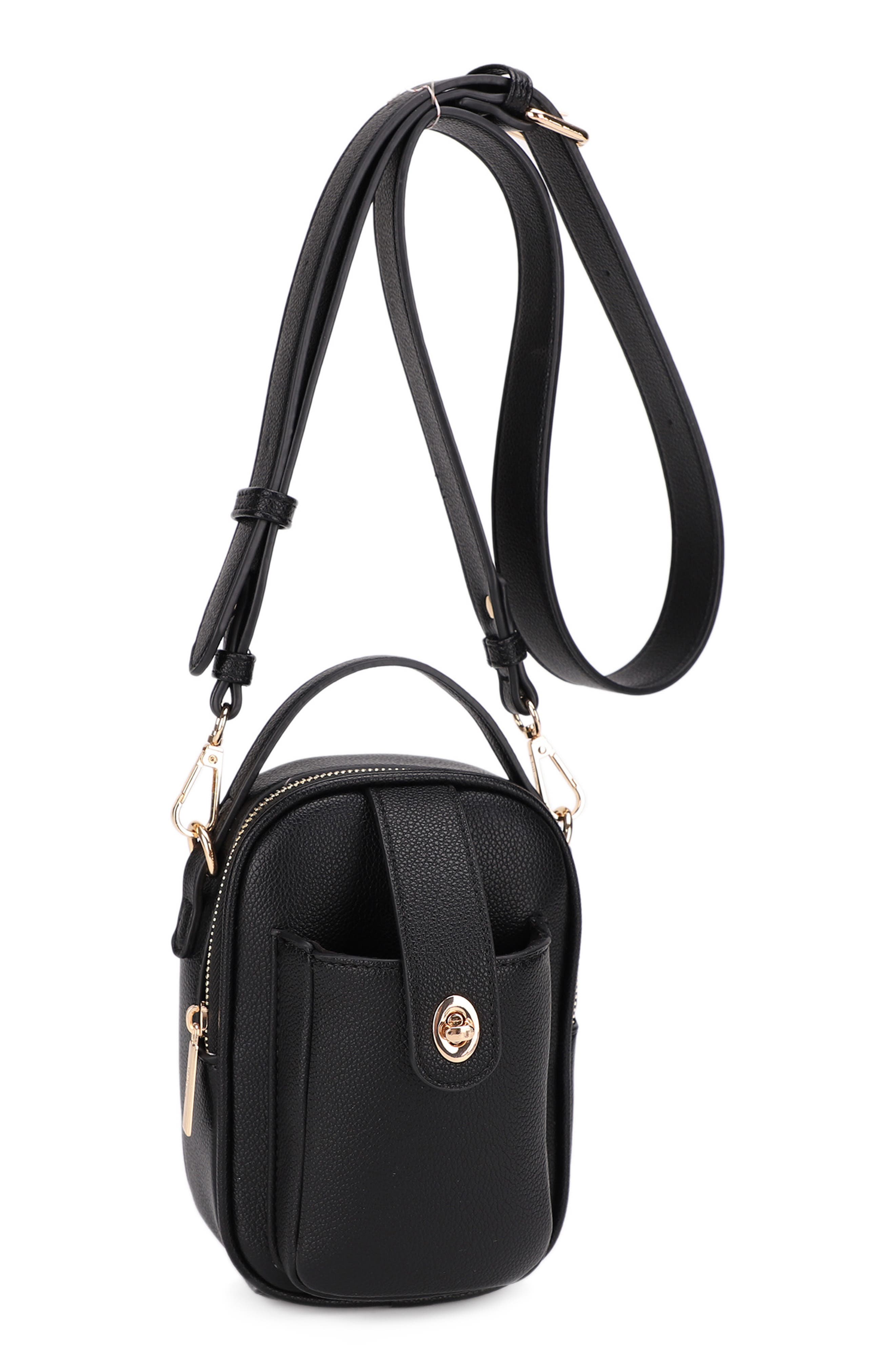 Mali + Lili Parker Faux Leather Crossbody, Main, color, Black