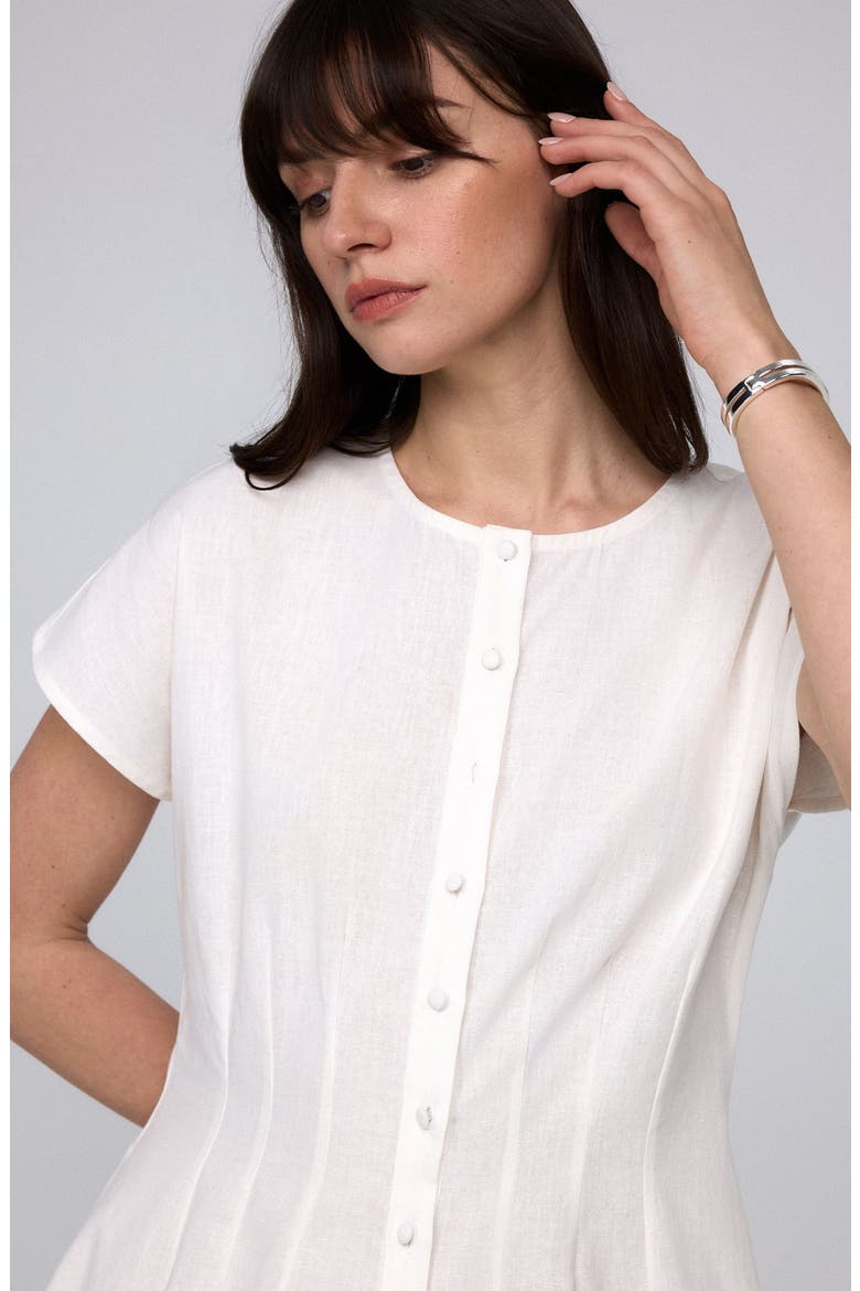 Flora Pleated Shirt Dress, Alternate, color, White