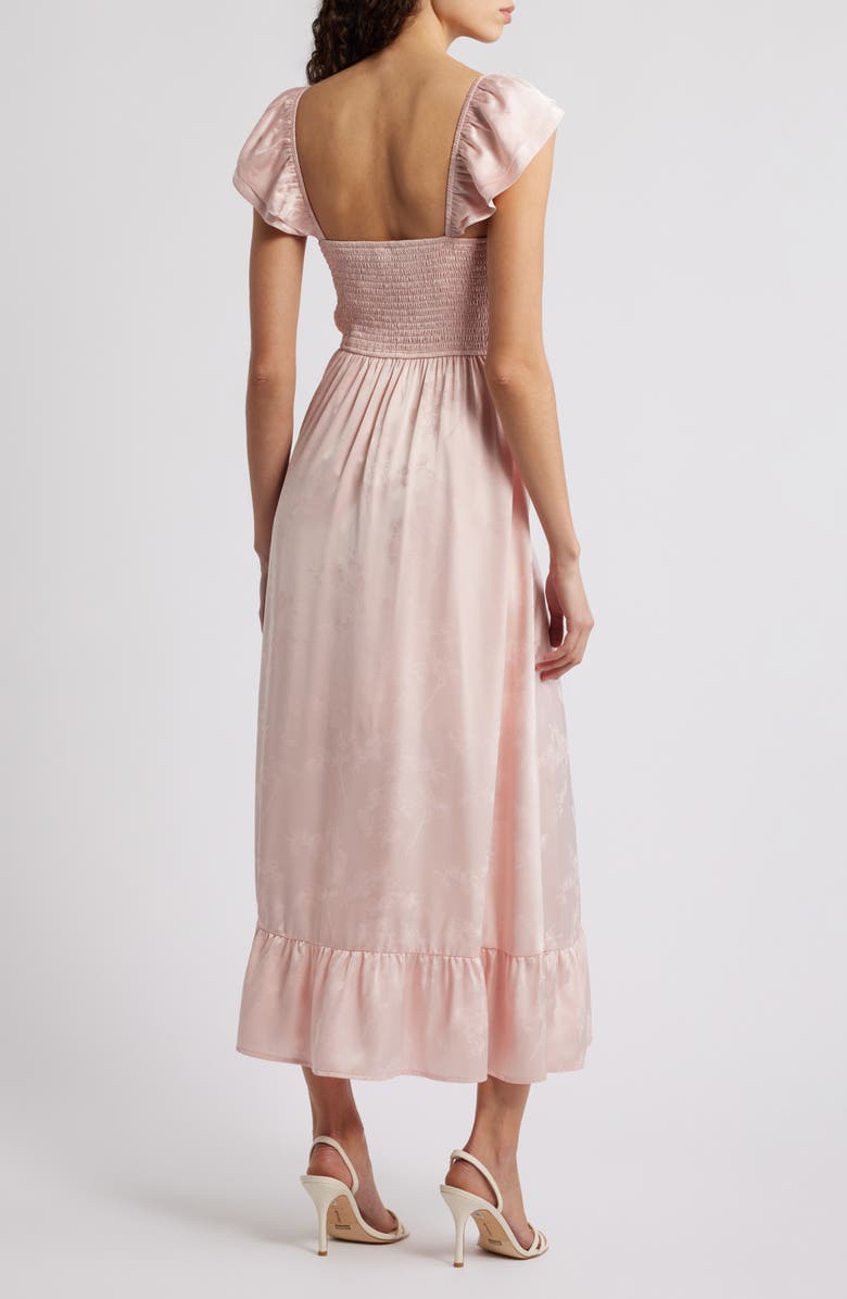 ZOE AND CLAIRE Flutter Sleeve Embossed Satin Sundress, Alternate, color, Light Pink