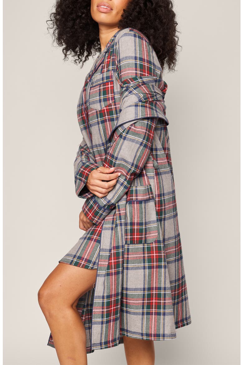 Westminster Tartan Cotton Robe, Alternate, color, GREY