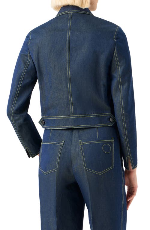 Akris Punto Tailored Denim Crop Jacket In Blue