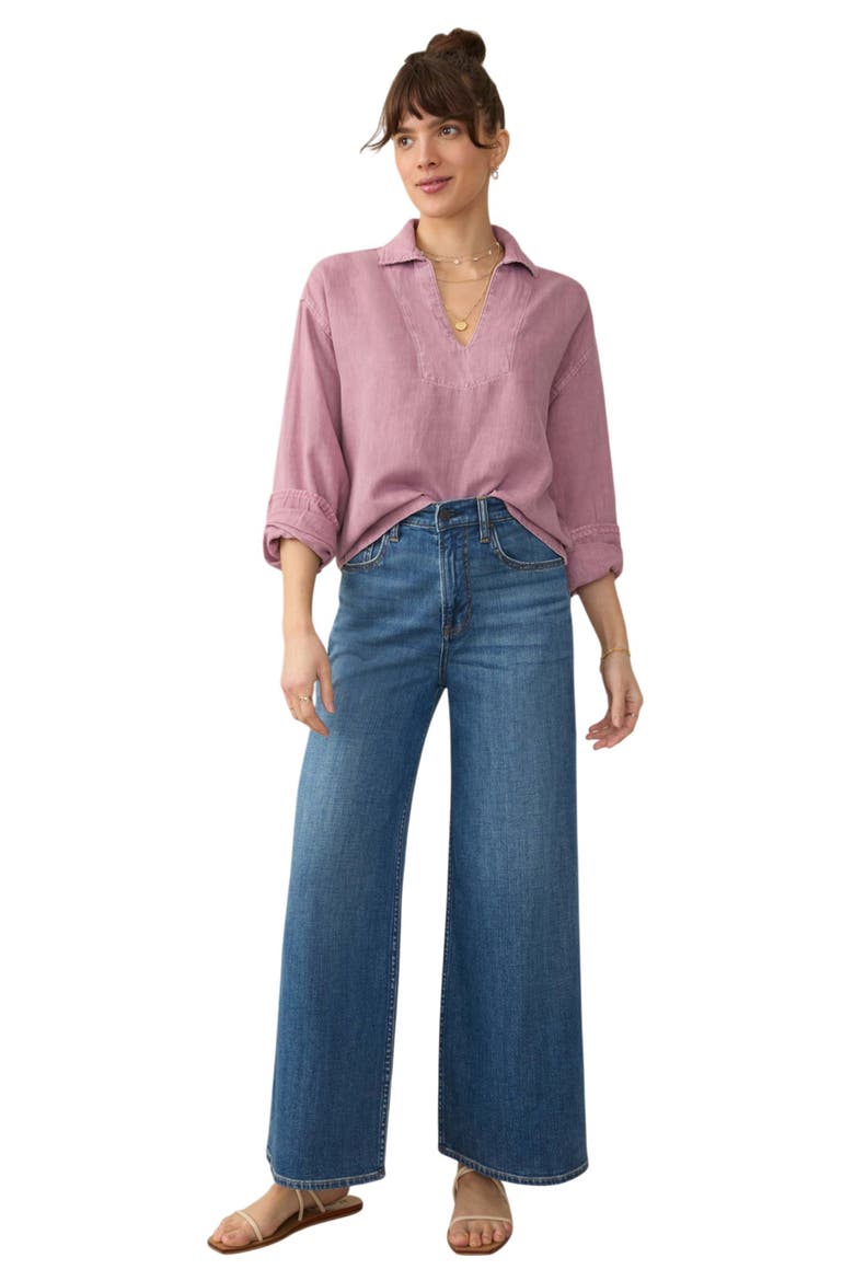 Sail Away Organic Cotton & Linen Denim Top, Alternate, color, WEATHERED ORCHID