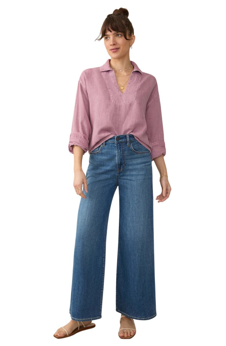 Faherty Sail Away Organic Cotton & Linen Denim Top, Alternate, color, Weathered Orchid