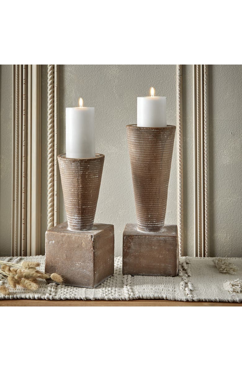 tag Ahmar Large Terracotta Pillar Candle Holder Brown Decor, Alternate, color, Brown