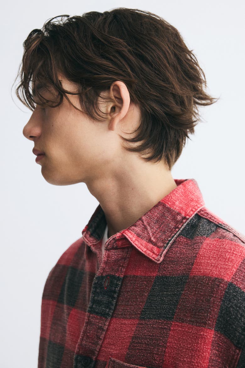 Relaxed-Fit Cotton Shirt, Alternate, color, Red/plaid
