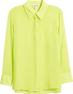 Open Edit Oversize Semisheer Button-Up Shirt