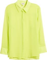 Open Edit Oversize Semisheer Button-Up Shirt