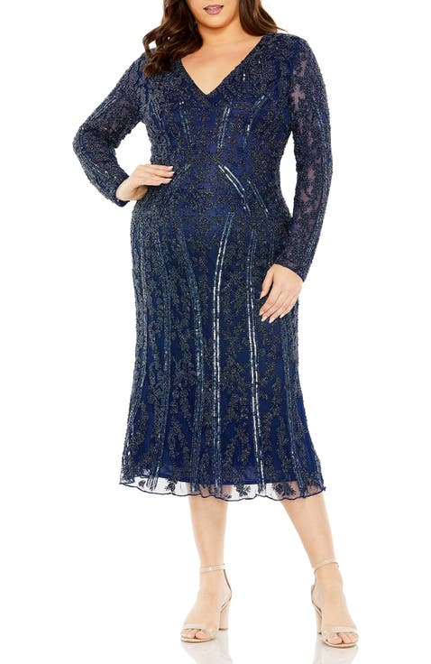 V-Neck Sheer Embellished Mesh Gown