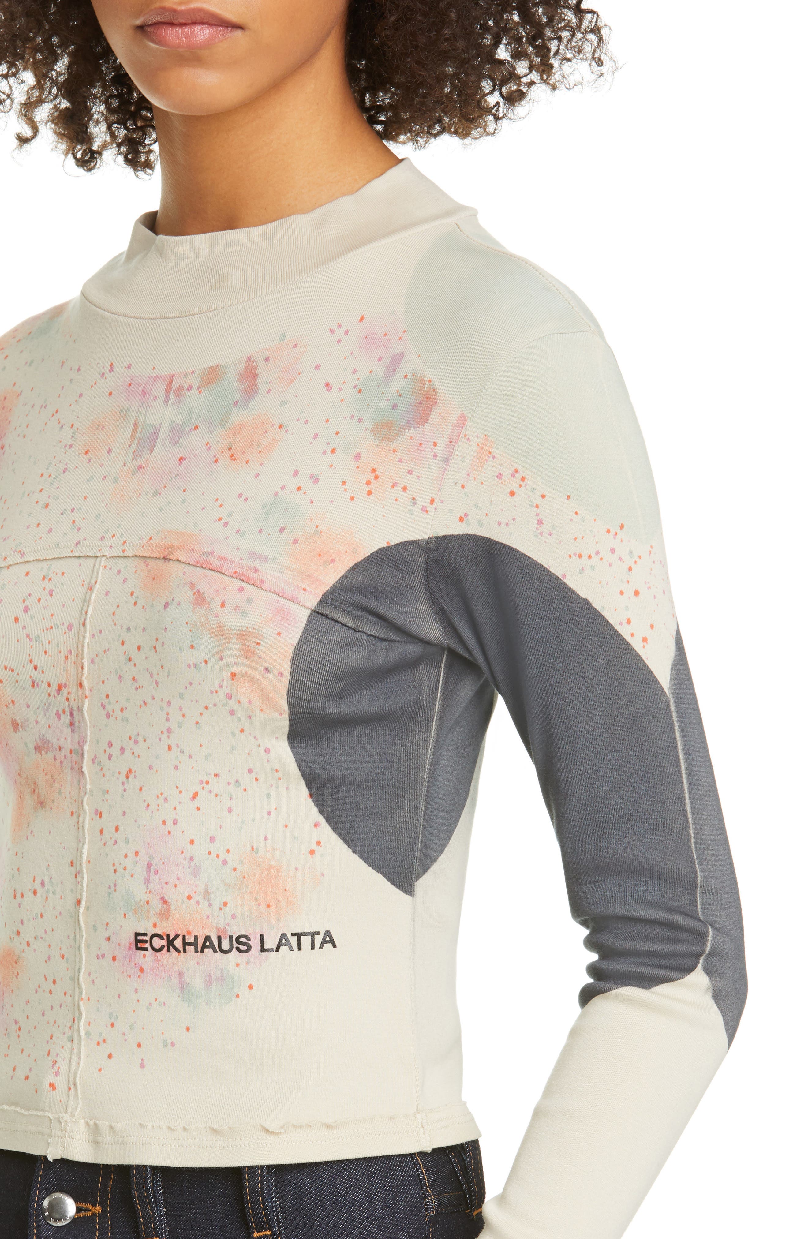 Eckhaus Latta Splatter Print Lapped Seam Long Sleeve T-Shirt (Women ...