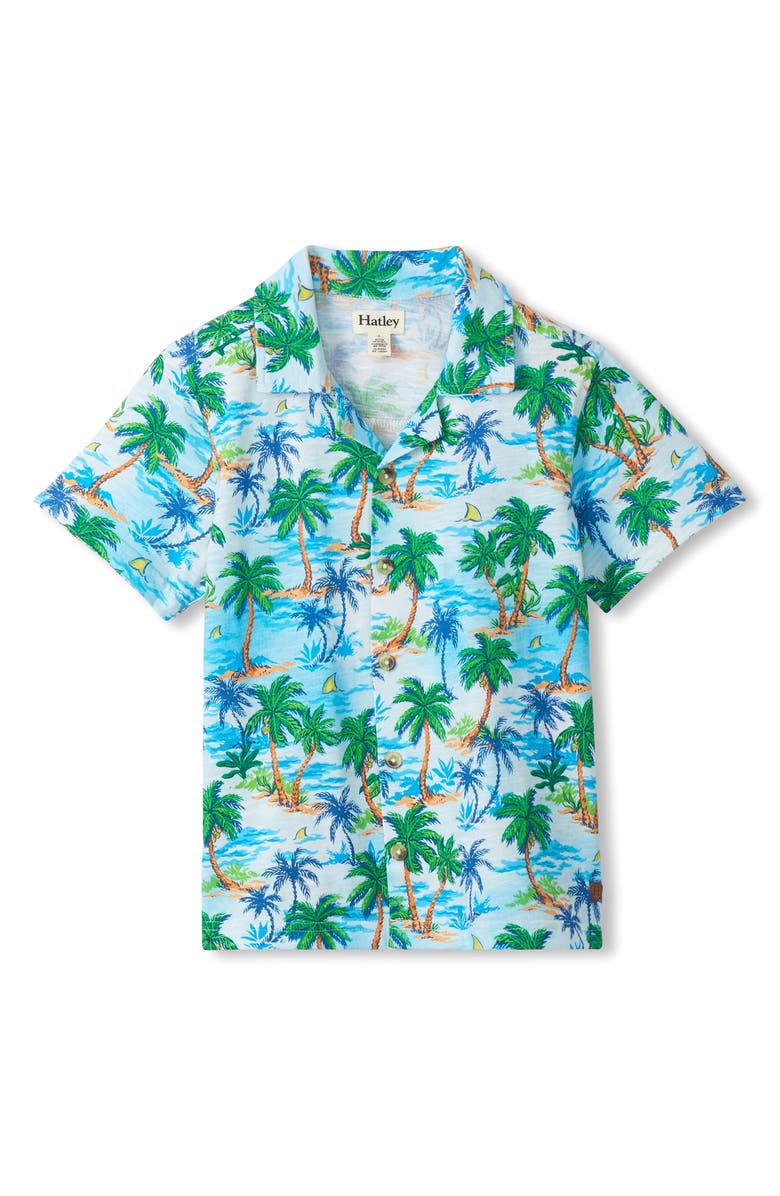 Hatley Kids' Deserted Island Button Front Shirt, Main, color, Green