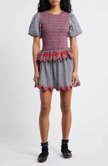 Damson Madder Audrey Mixed Media Organic Cotton Gingham Dress
