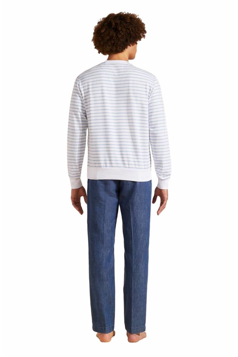 Men's Cotton Striped Crewneck Sweatshirt, Alternate, color, DIVIN