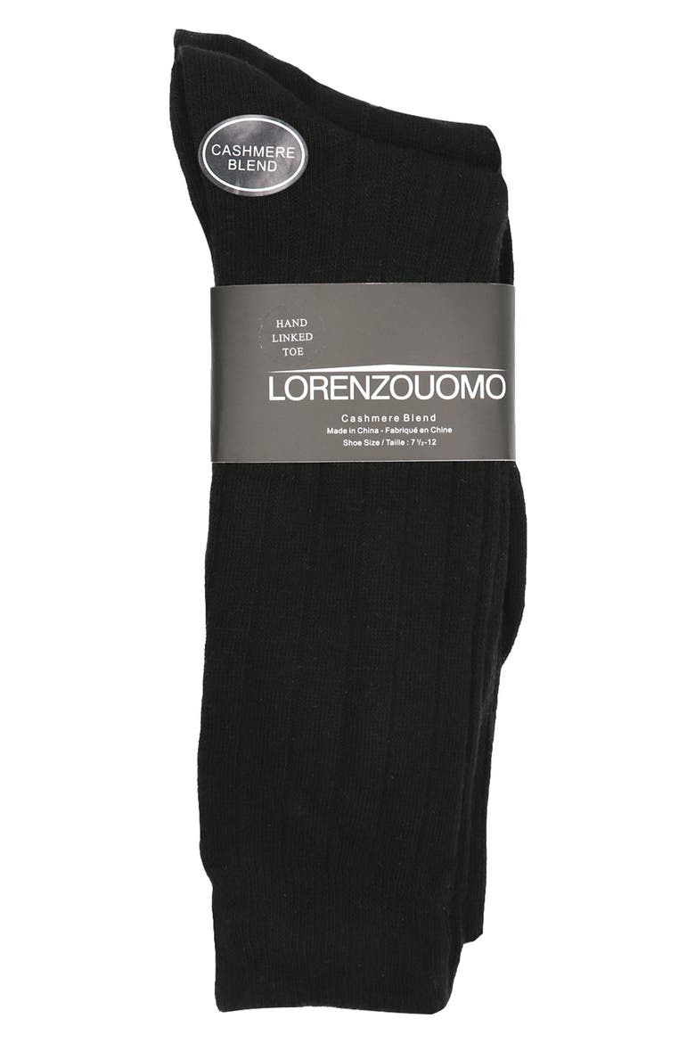 Wide Ribbed Cashmere Blend Knit Dress Socks - Pack of 2, Alternate, color, BLACK
